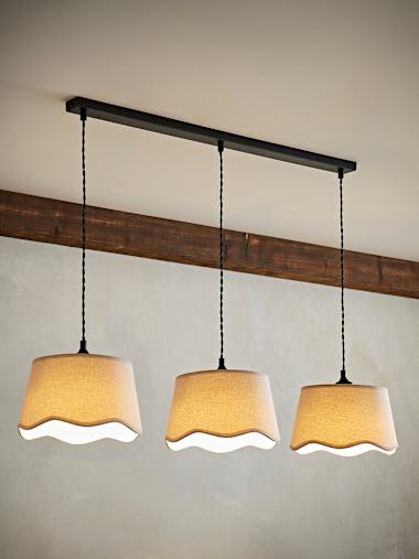 Black Linen Scallop Shade Diner Light