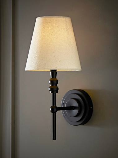 Pair of Maggie Matte Black Wall Lights with Tapered Shades