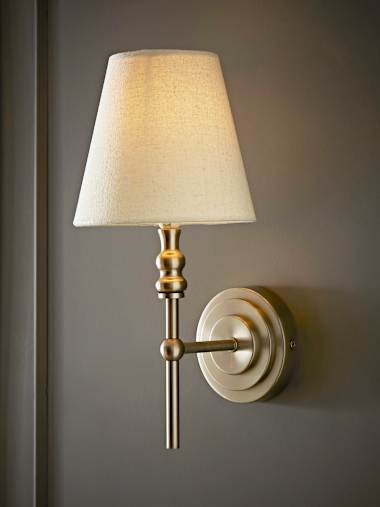Pair of Maggie Brushed Chrome Wall Lights with Tapered Shades