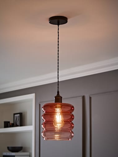 Matte Black with Berry Stacked Glass Ceiling Pendant Light