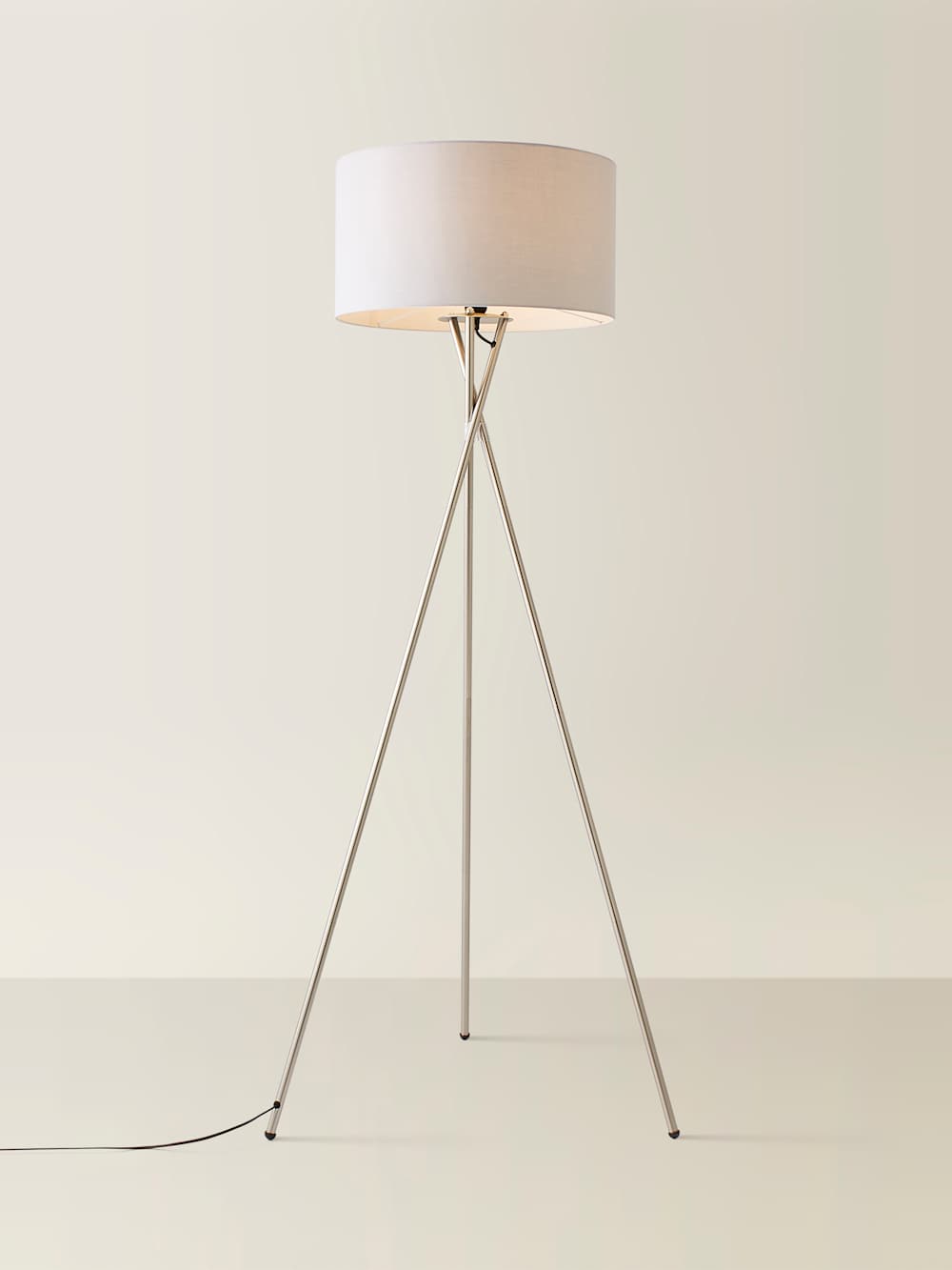Camden Tripod Floor Lamp Large Grey Reni Shade | ValueLights