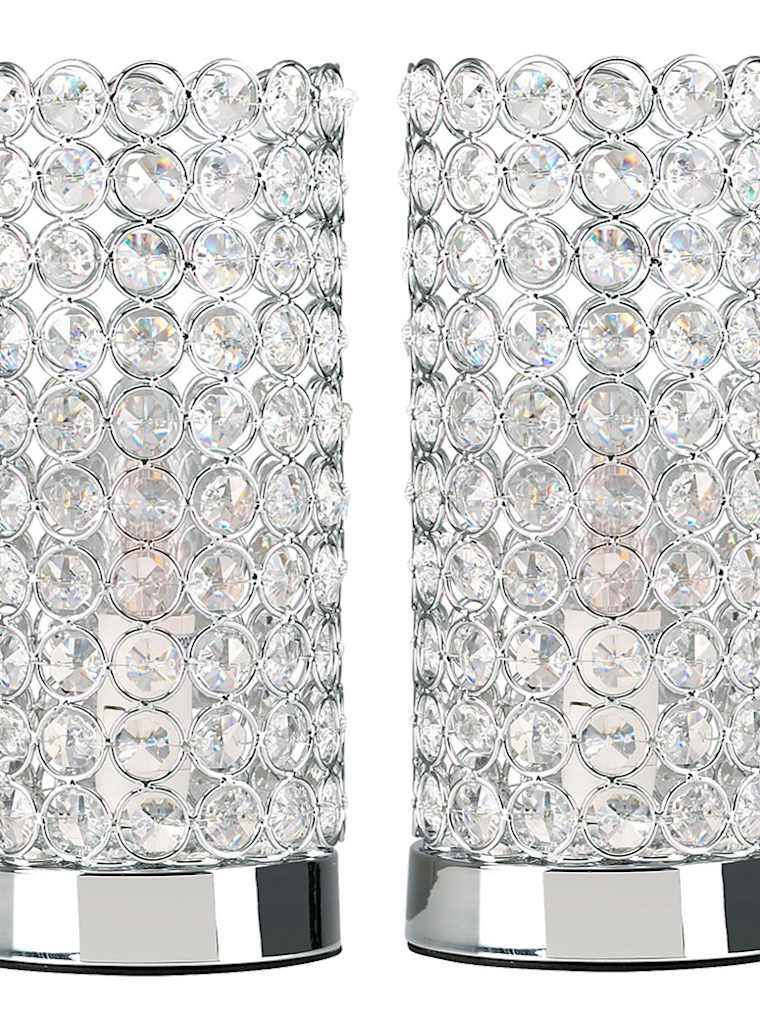 Pair of Chrome K9 Crystal Touch Table Lamps