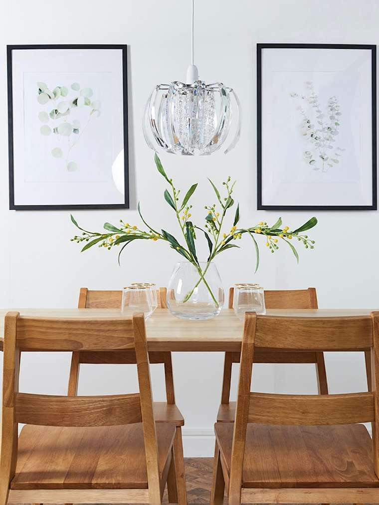 Modern Curved Silver Crystal Style Acrylic Pendant Shade
