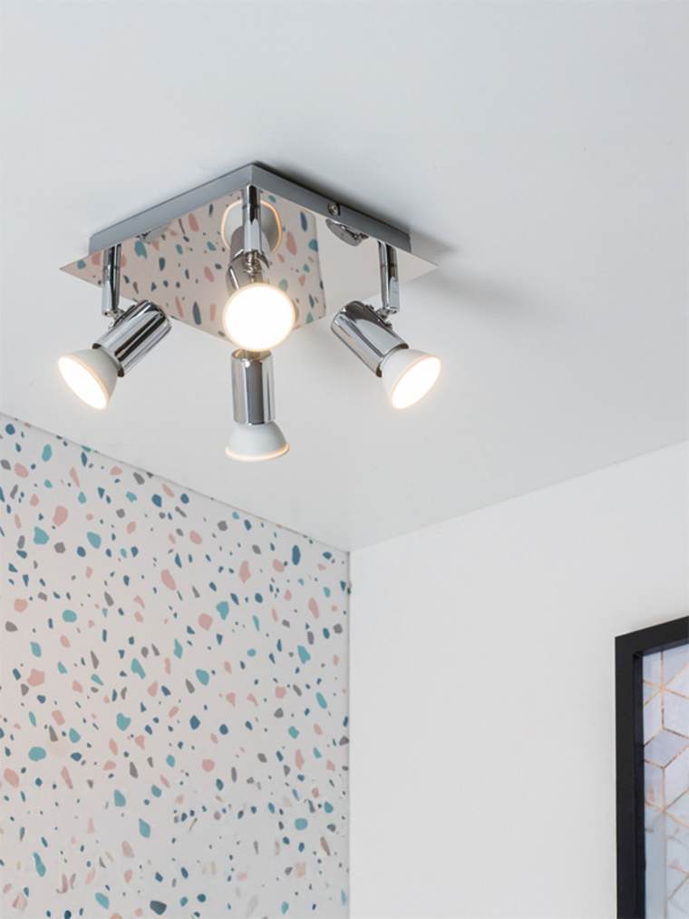 Polished Chrome 4 Way Square Spotlight