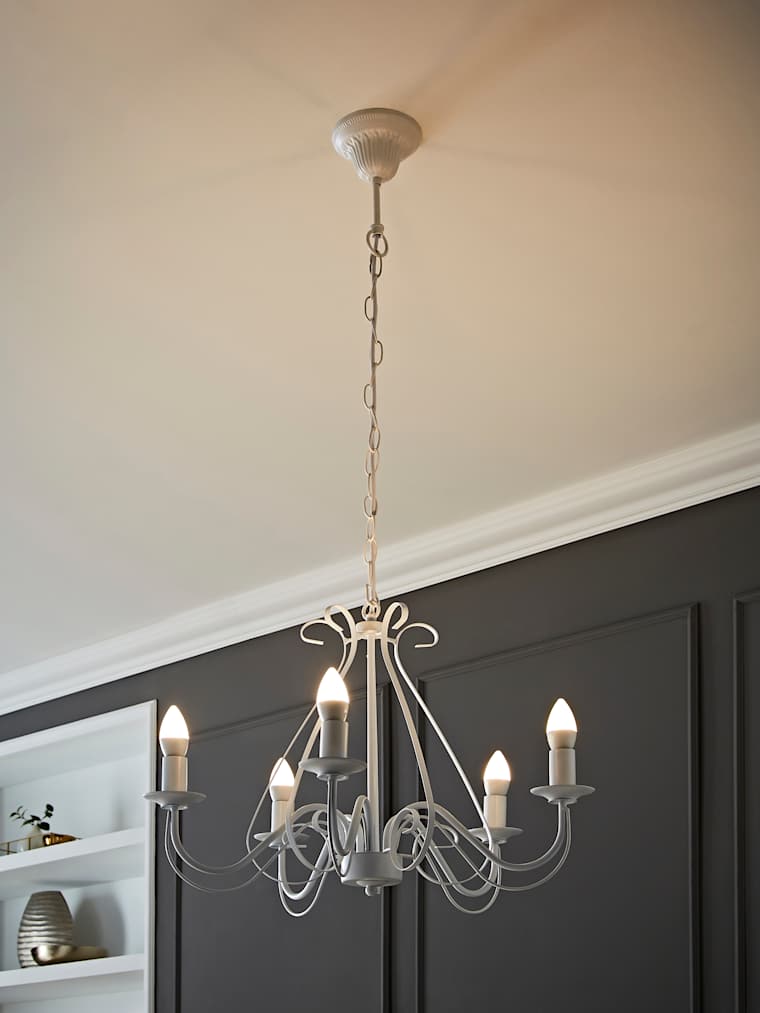 5-Way Porcelain White Chandelier