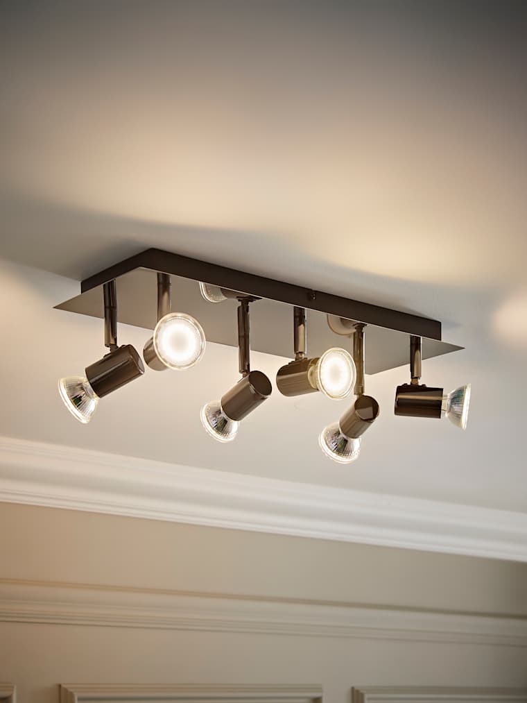 Black Chrome 6-Way Rectangular Plate Spotlight