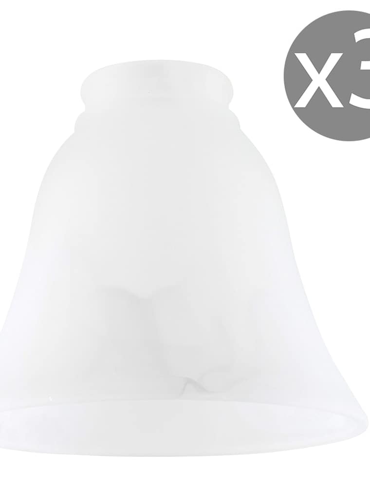 3 x Marble Effect Tapered Bell Glass Shades