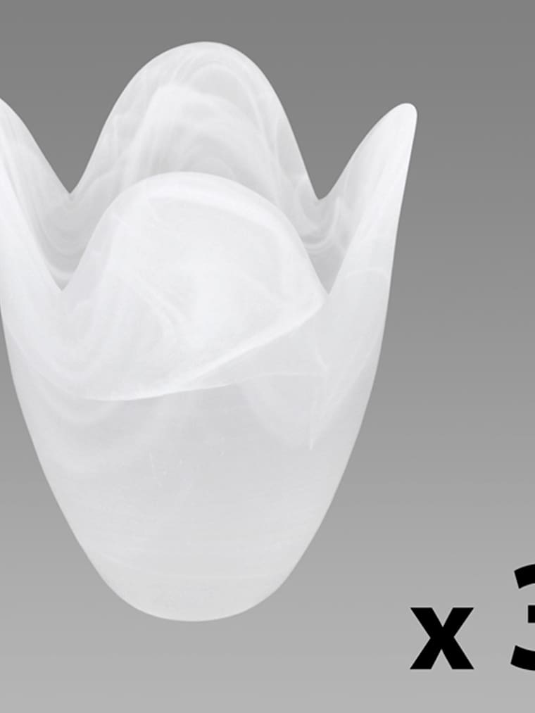 3 x Marble Effect Tulip Glass Shades