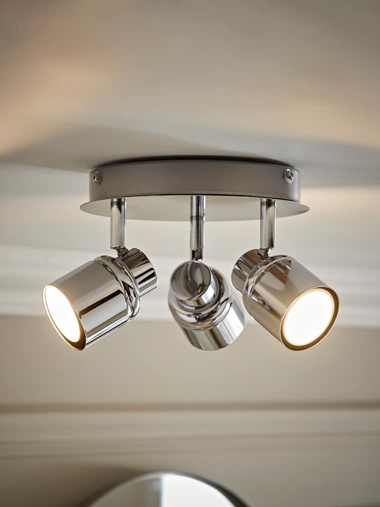 IP44 Chrome 3-Way Round Ceiling Spotlight