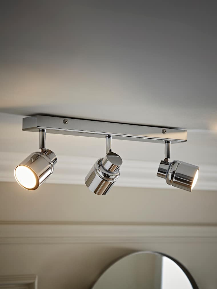 IP44 Chrome 3-Way Bar Ceiling Spotlight