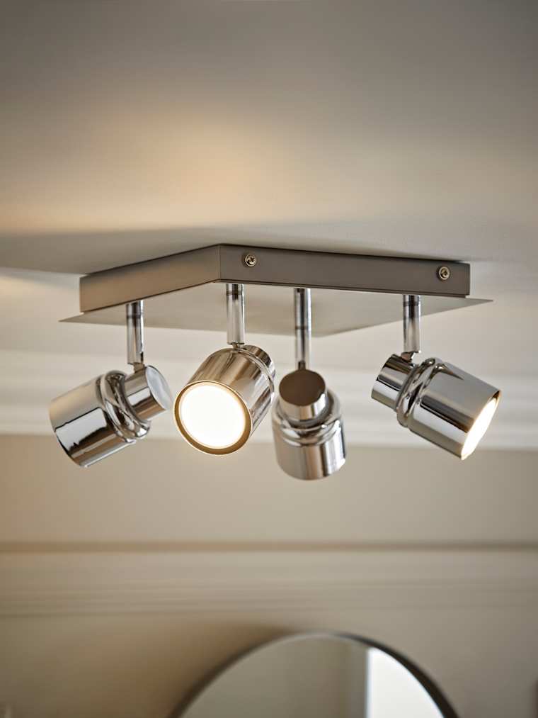 IP44 Chrome 4-Way Square Ceiling Spotlight