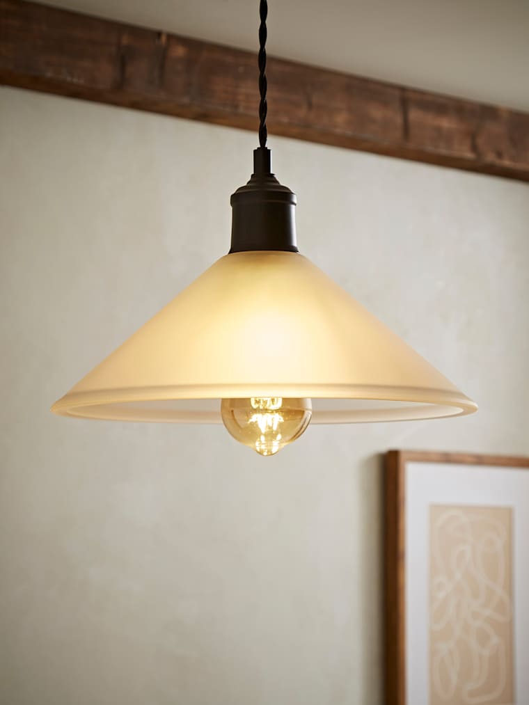 Tapered Frosted Effect Glass Dome Pendant Shade