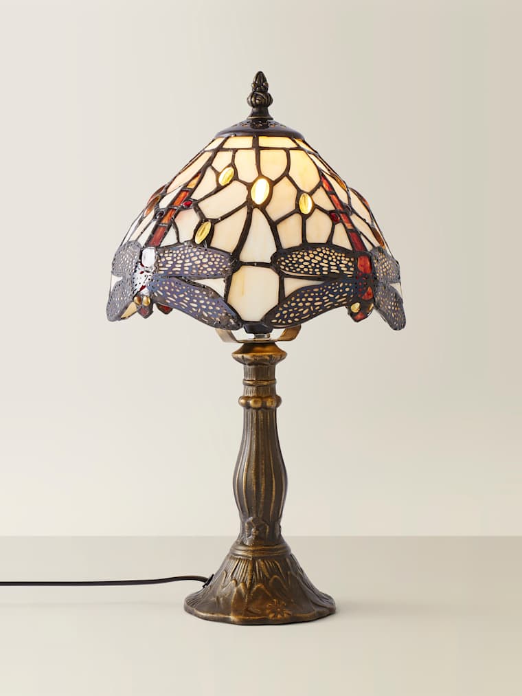 Dragonfly Antique Brass and Glass Table Lamp
