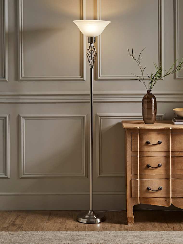 Chrome Twist Uplighter Floor Lamp