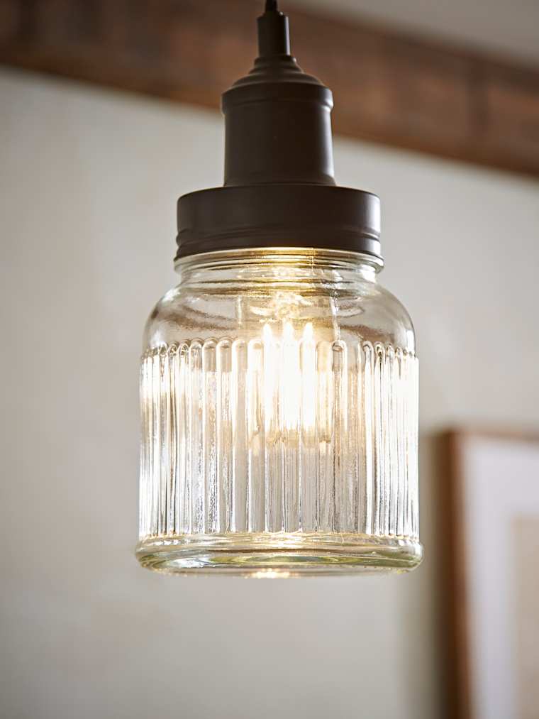 Black Ribbed Pattern Glass Pendant Shade