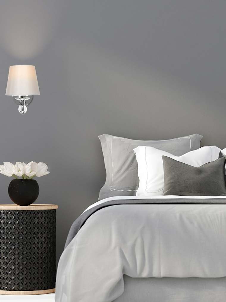 Crystal Chrome Wall Light with Grey Shade