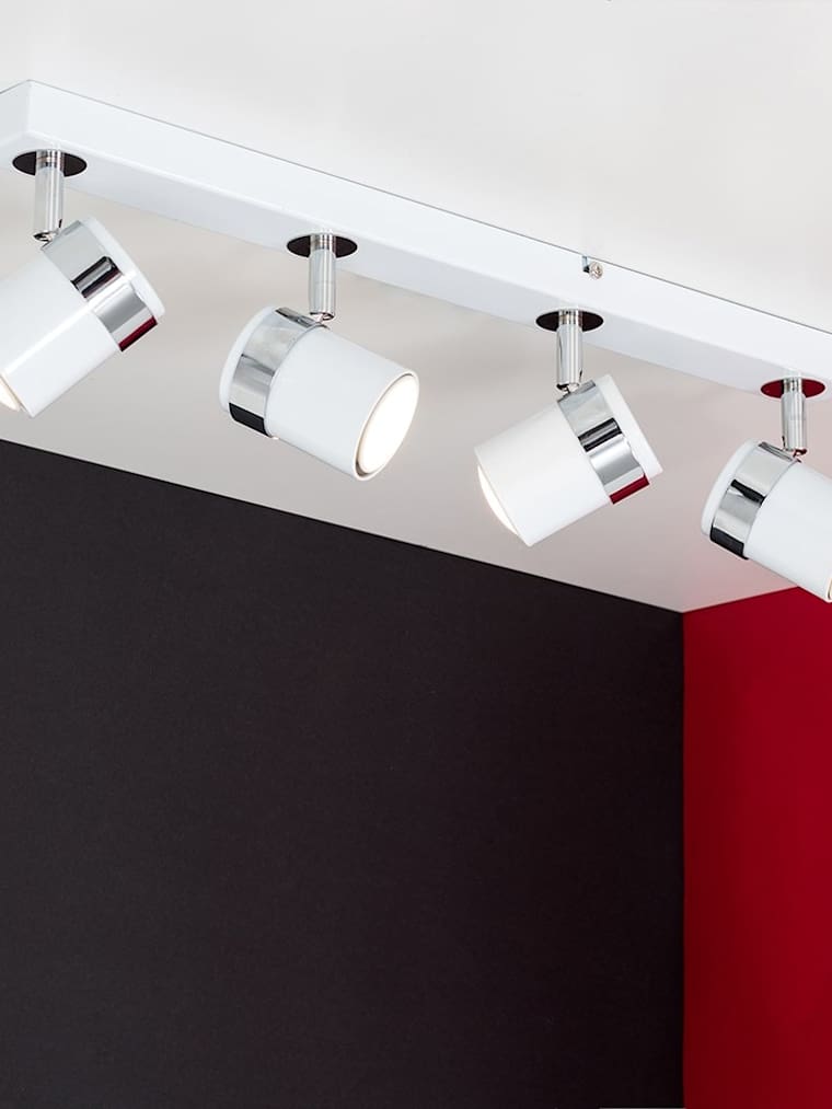 4-Way White and Chrome Spotlight Bar Ceiling Light
