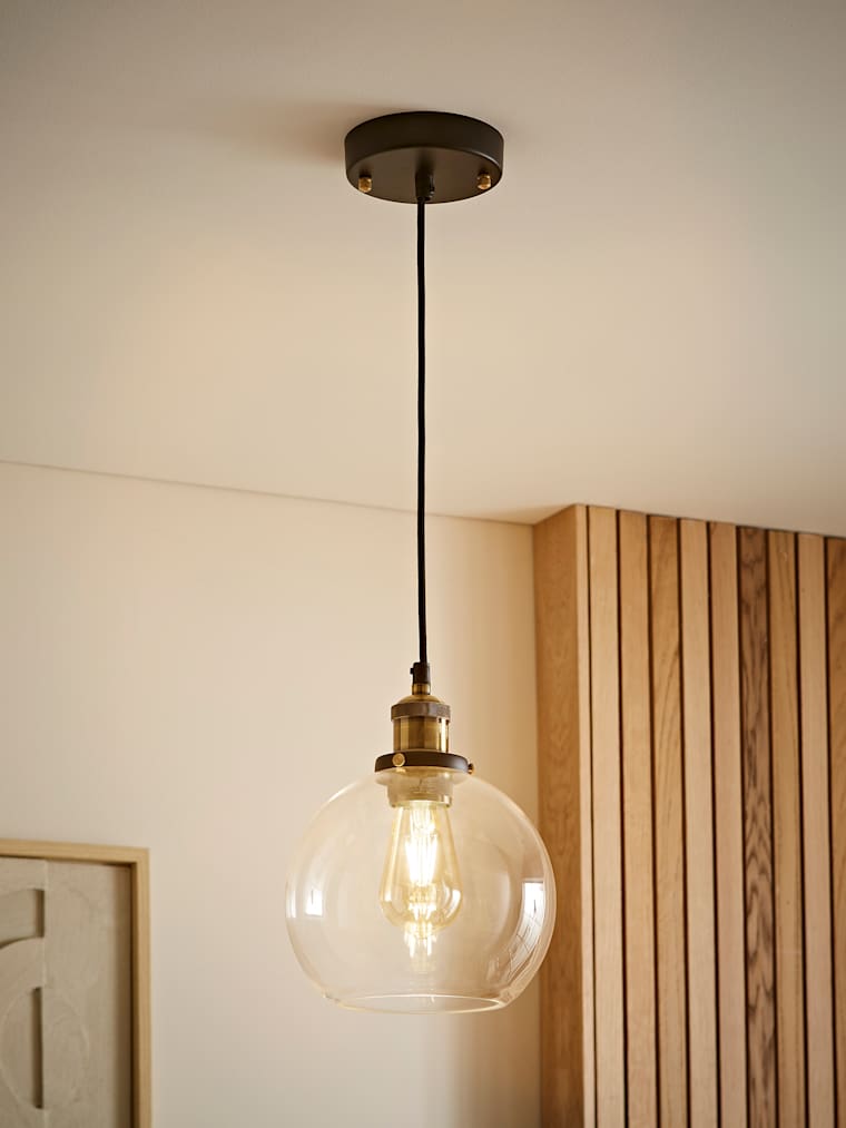 Industrial Ceiling Pendant Light with Glass Shade