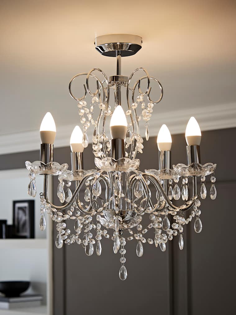 Polished Chrome 6 Arm Droplet Chandelier