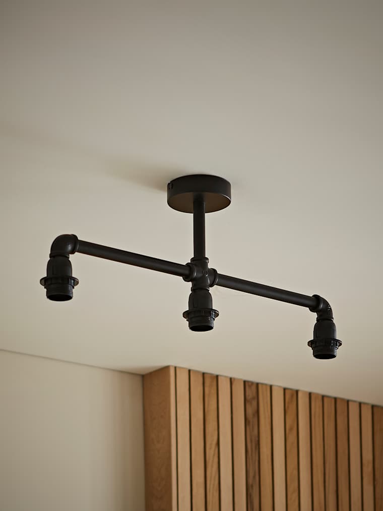 Black Industrial 3-Way Bar Ceiling Light