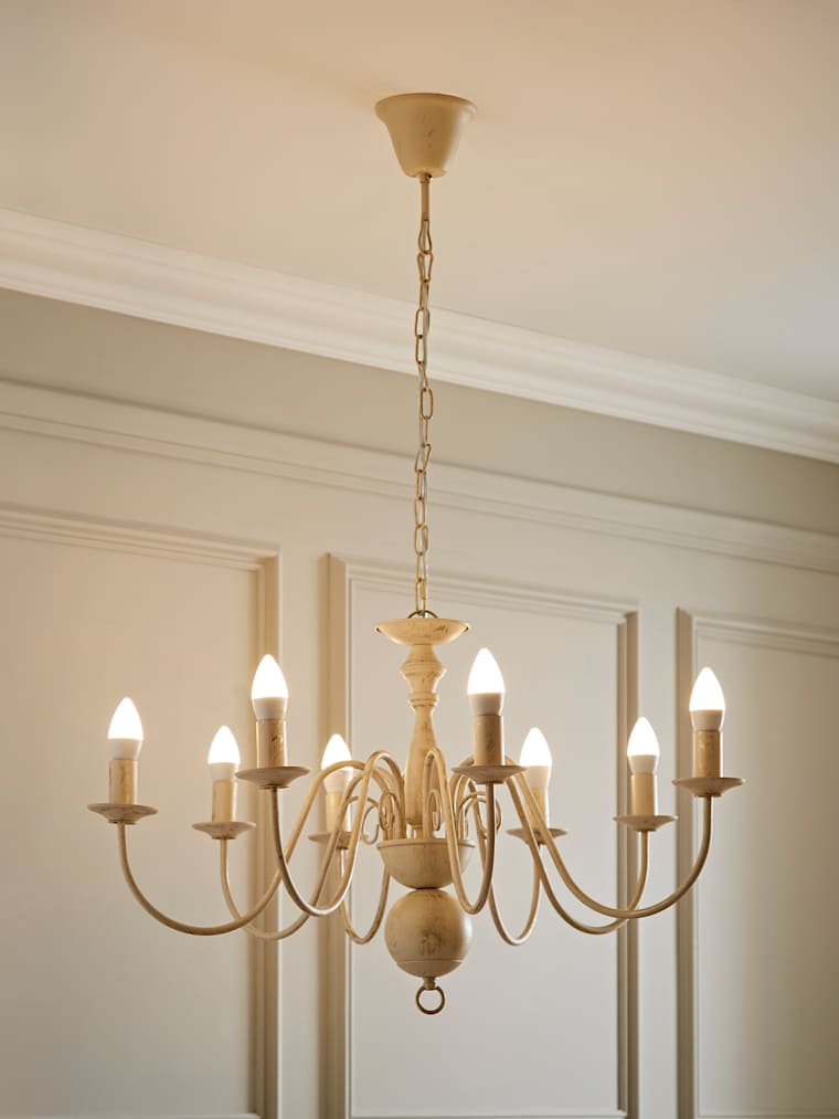 Distressed White 8-Way Ceiling Light