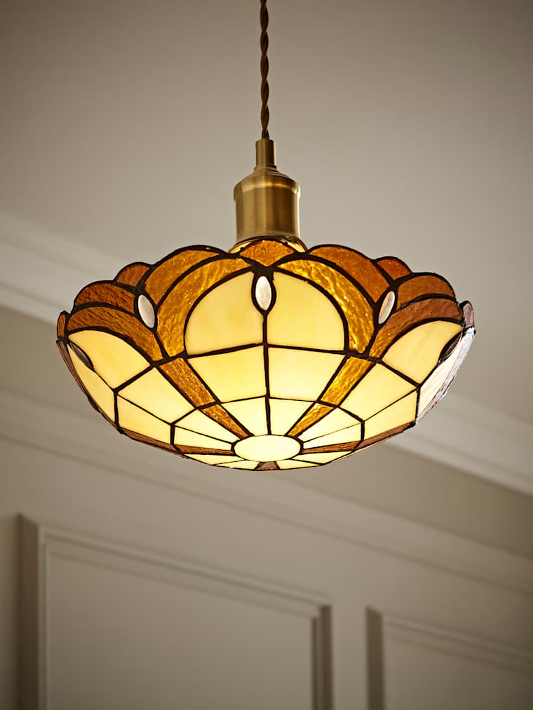 Amber and Cream Glass Pendant Ceiling Shade
