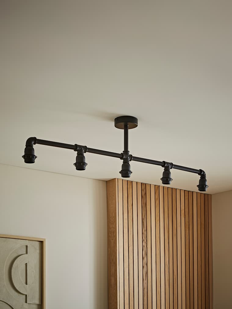 Black Industrial 5-Way Bar Ceiling Light
