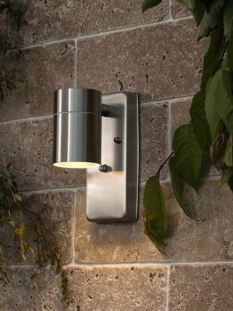 IP44 Brushed Chrome Dusk 'til Dawn Wall Downlight