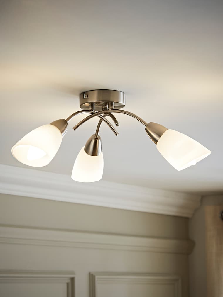 Brushed Chrome 3 Arm Crossover Ceiling Light