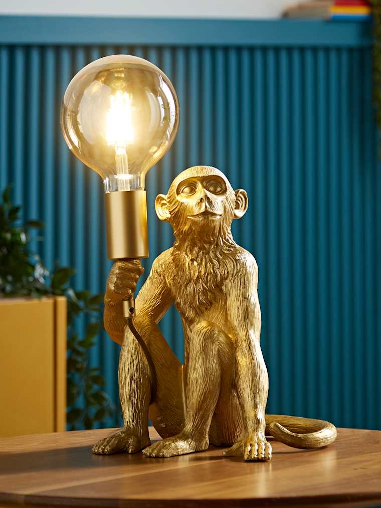 Metallic Gold Monkey Table Lamp