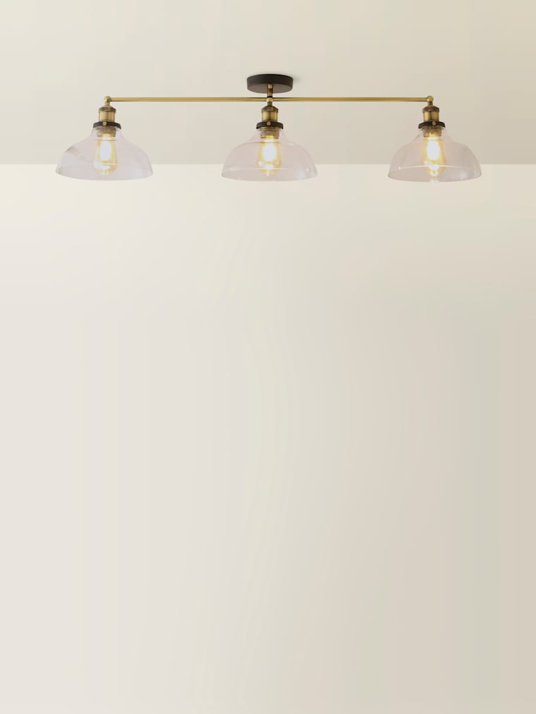 Brushed Gold 3 Arm Glass Shade Bar Ceiling Light