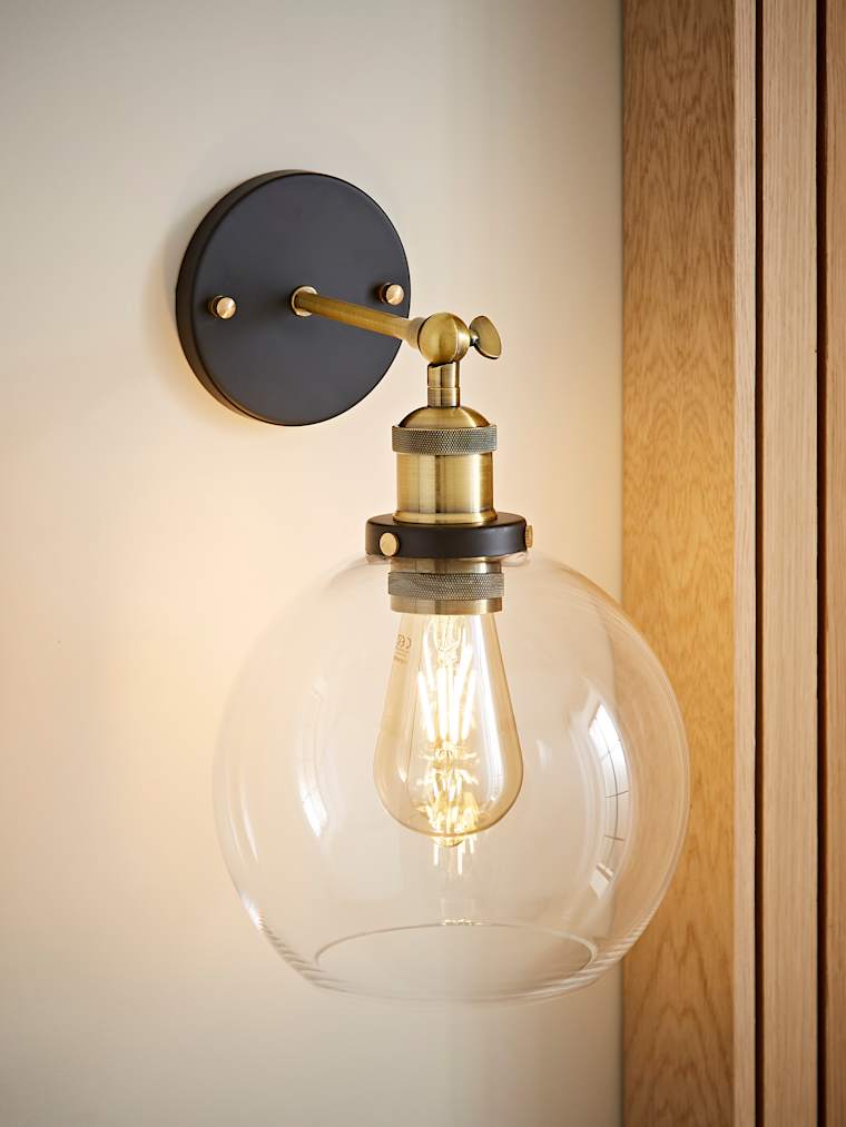 Wall Light with Clear Glass Shade