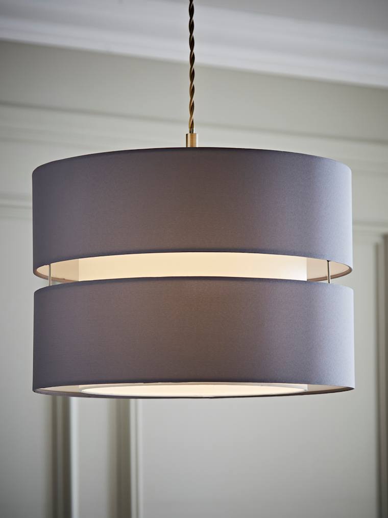 Large Grey and White Tiered Pendant Shade