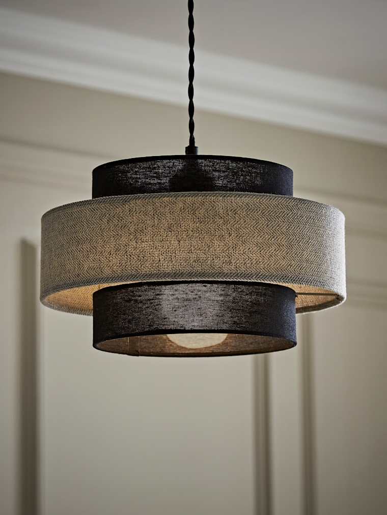 Black and Light Grey Herringbone Tiered Pendant Ceiling Shade