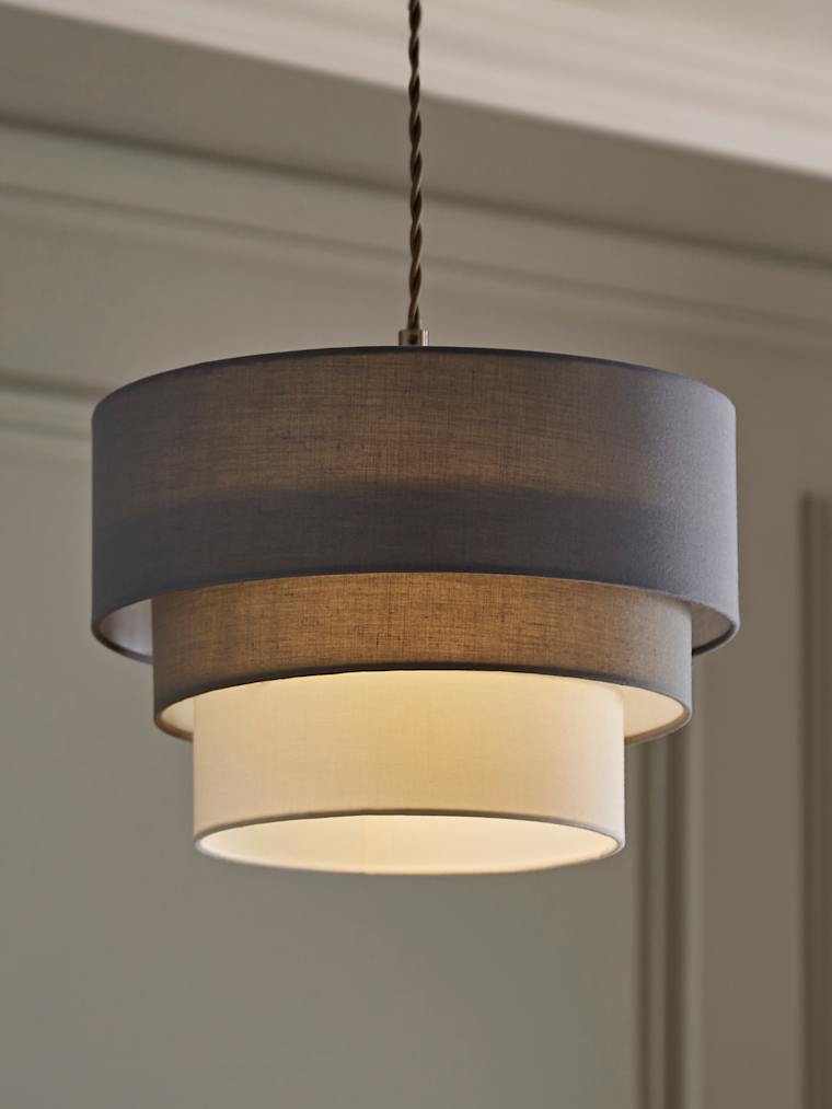 Grey and White Tiered Pyramid Pendant Shade