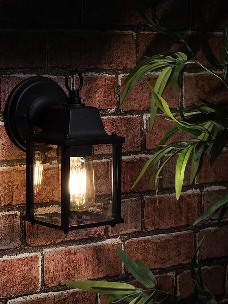 Black And Glass Outdoor Wall Light
