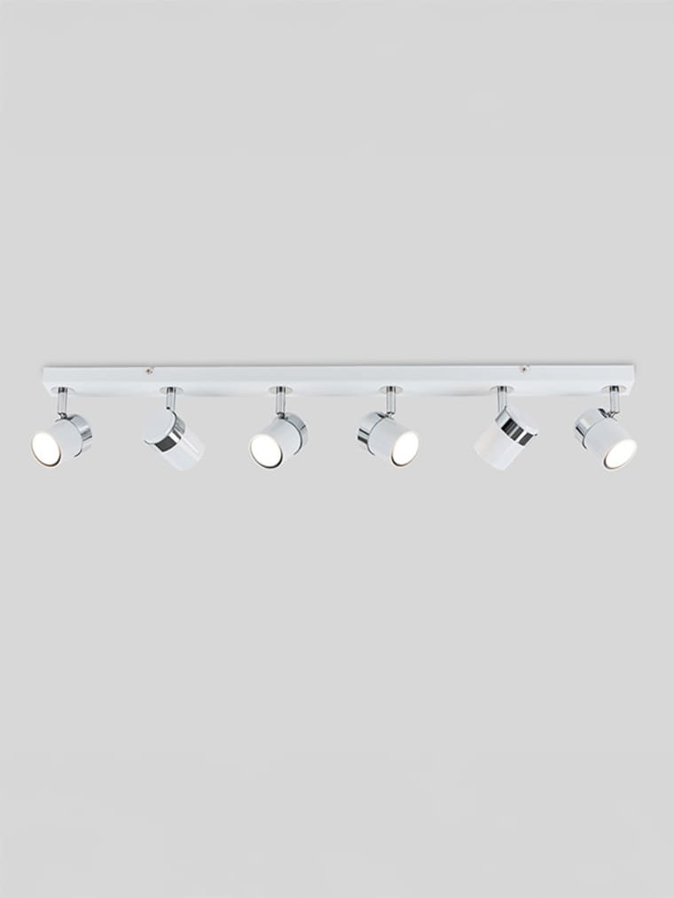 6-Way White and Chrome Spotlight Bar Ceiling Light