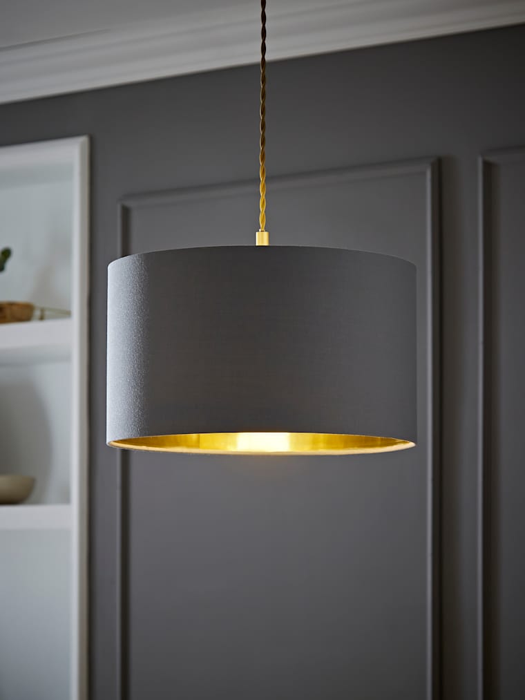 Medium Grey with Gold Metallic Inner Drum Shade