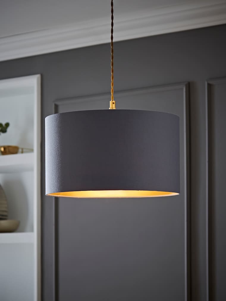 Large Grey with Copper Metallic Inner Drum Shade