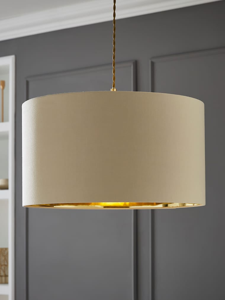 Large Cream with Gold Metallic Inner Drum Shade