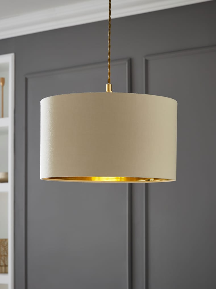 Large Cream with Gold Metallic Inner Drum Shade