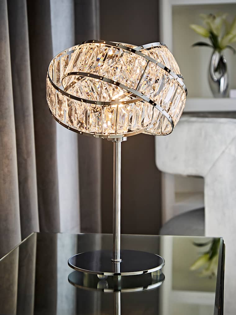 Chrome and Clear Intertwined Table Lamp