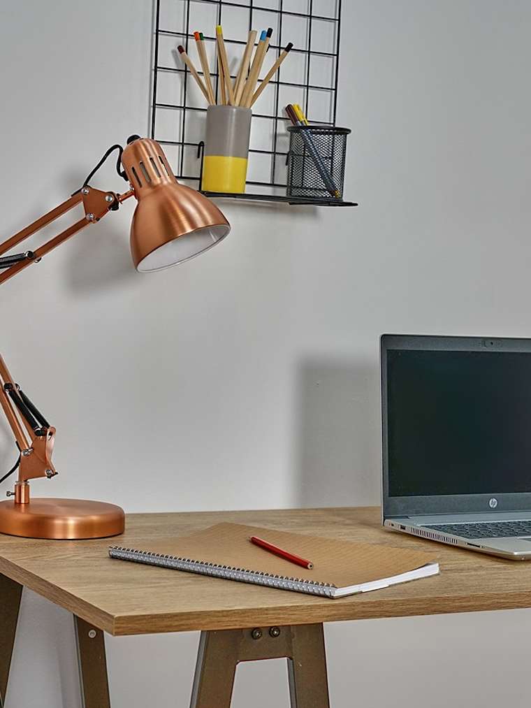 Brushed Copper Adjustable Table Lamp