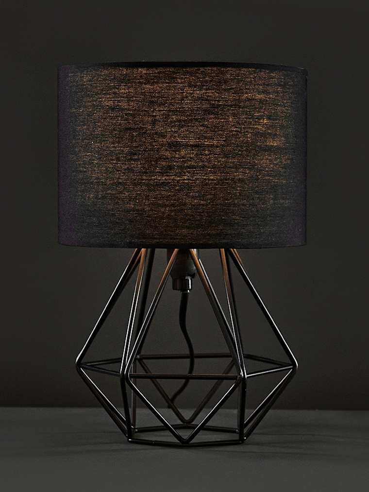 Black Geometric Table Lamp with Black Shade