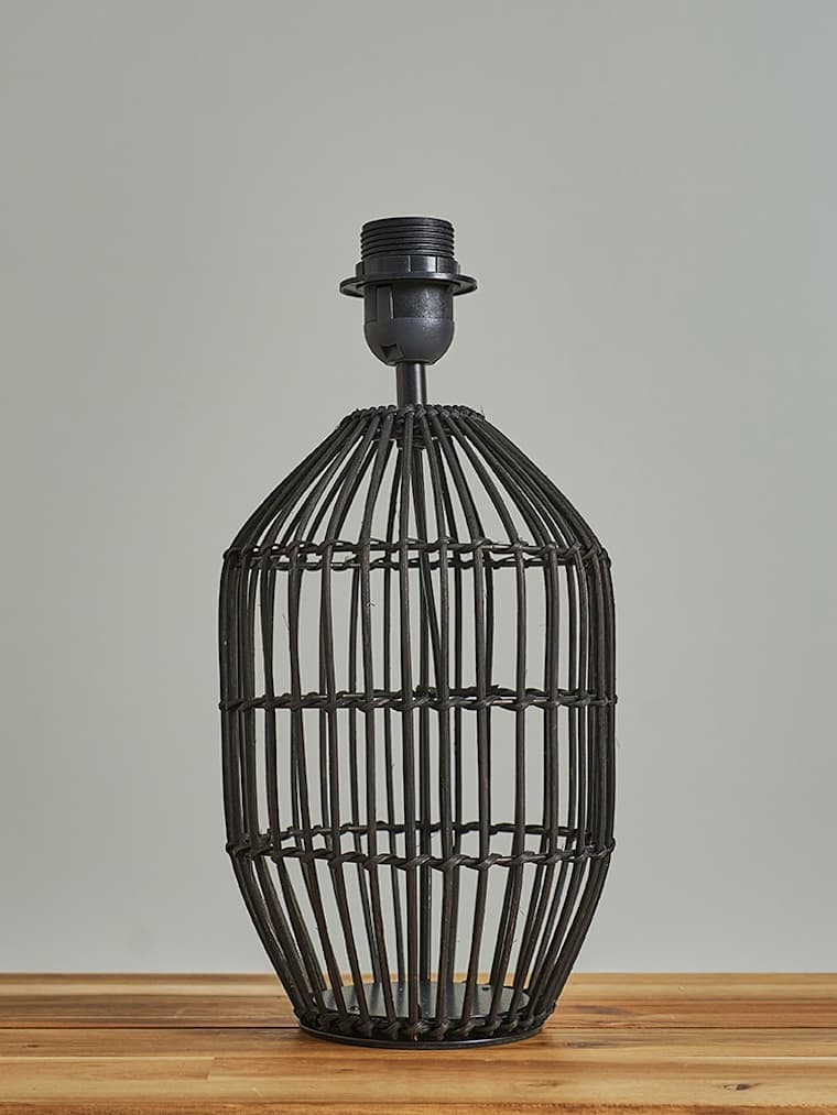 Small Matte Black Rattan Table Lamp
