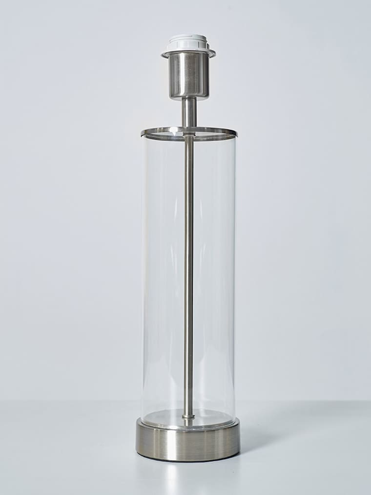 Brushed Chrome and Clear Tube Table Lamp Base