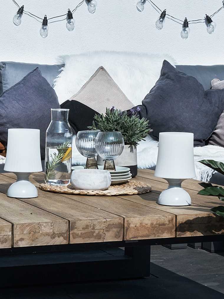 Grey Battery Operated Indoor and Outdoor Touch Lamp