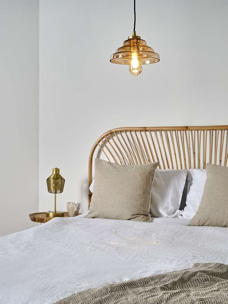 Brushed Gold Rippled Glass Pendant Ceiling Light