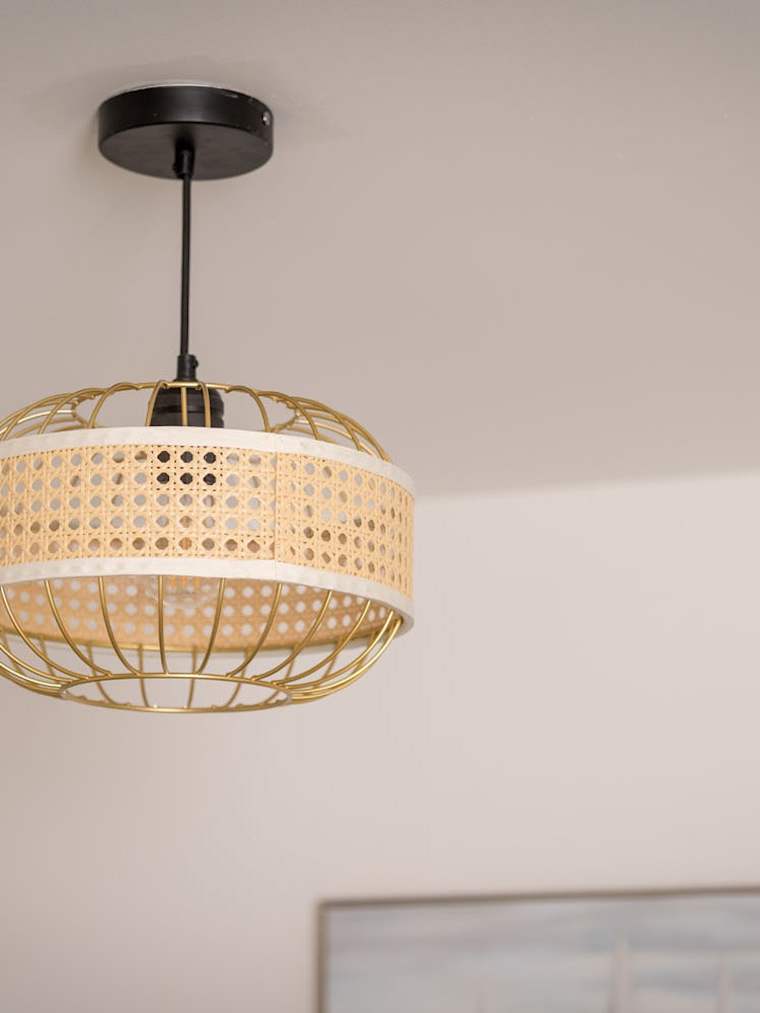 Gold Easy Fit Pendant Shade with Wicker Band