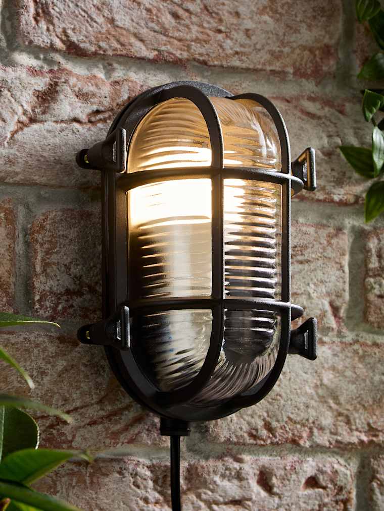 IP64 Matte Black Oval Bulkhead Wall Light